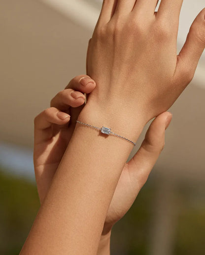 Emerald cut moissanite bracelet, 1ct D color, 925 sterling silver