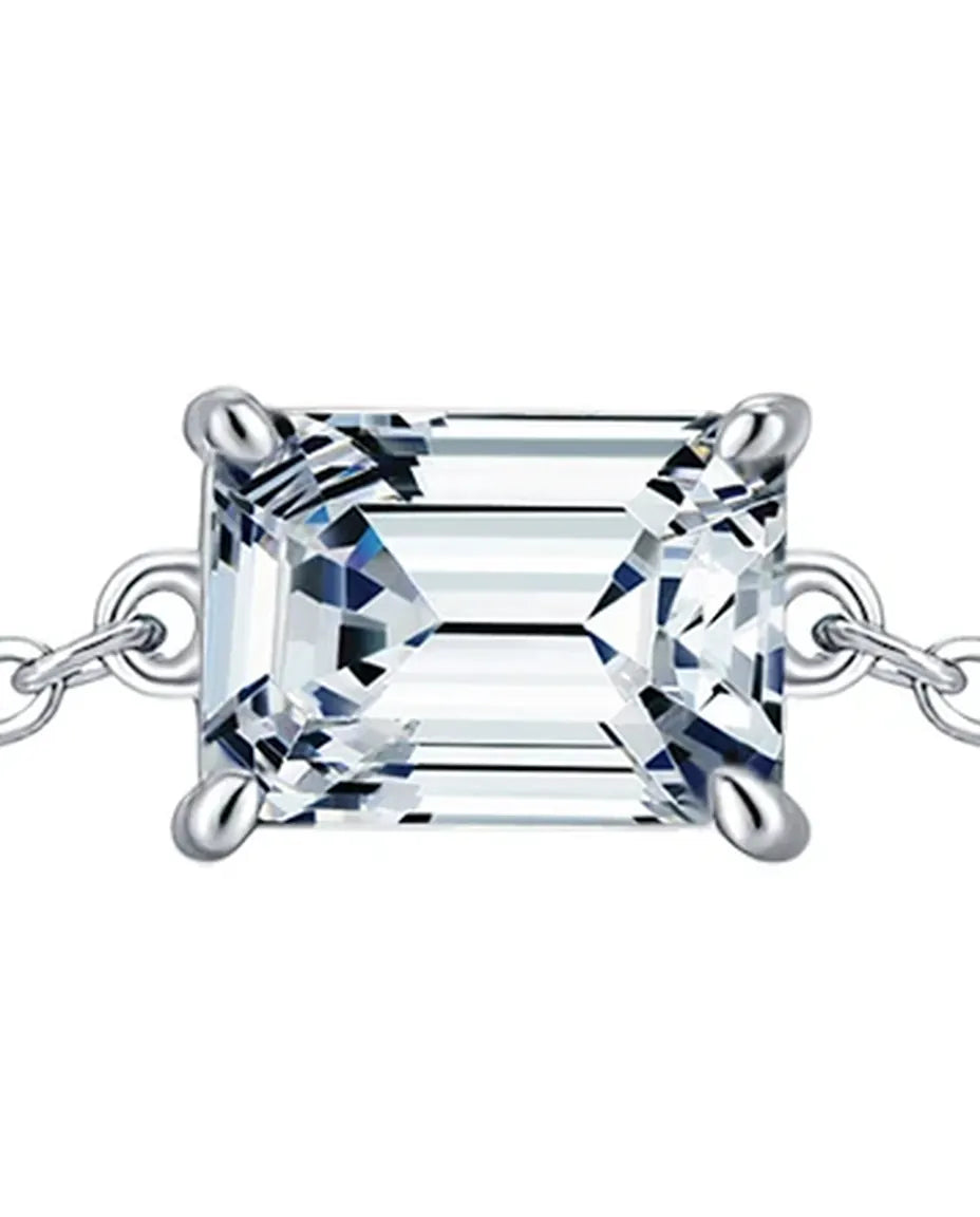 Emerald cut moissanite bracelet, 1ct D color, 925 sterling silver