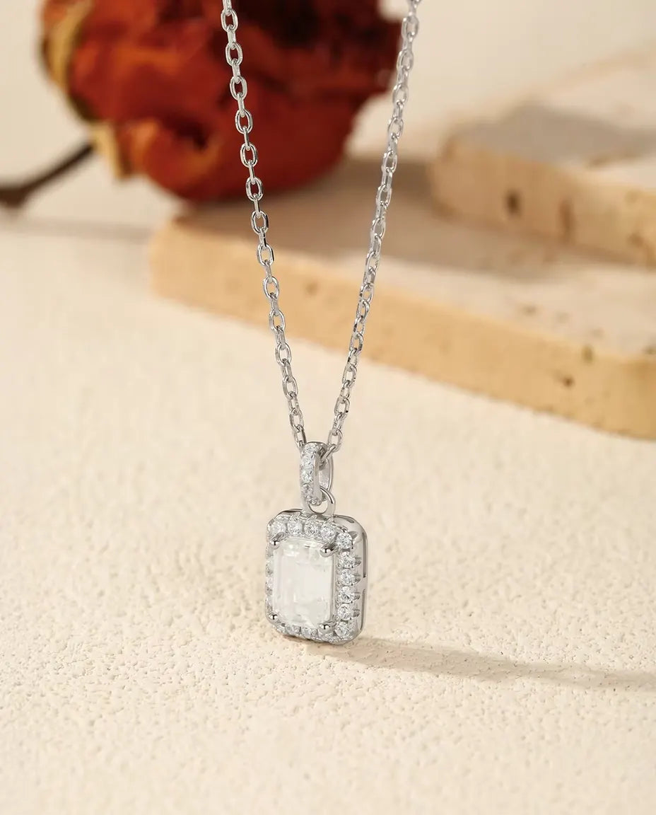 Emerald Cut Moissanite Jewelry Set in 925 Sterling Silver