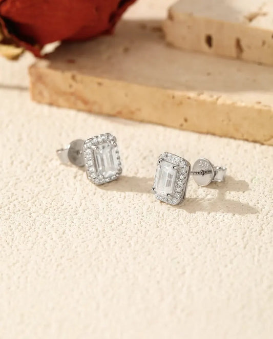 Emerald Cut Moissanite Jewelry Set in 925 Sterling Silver