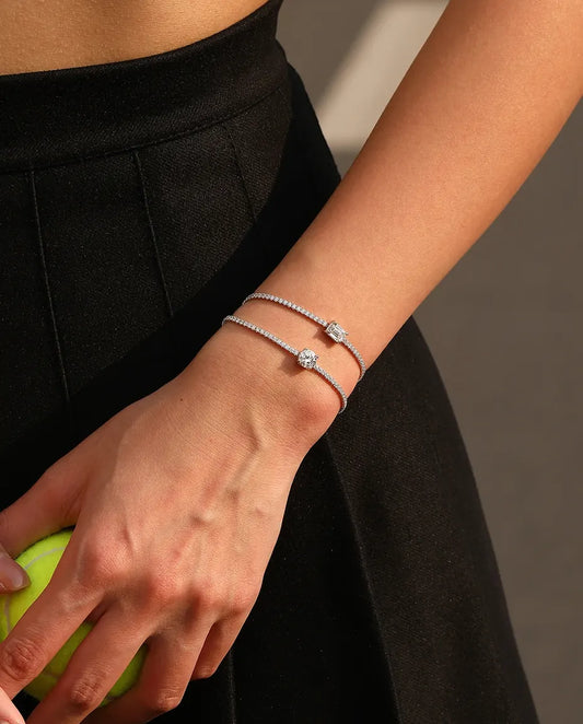 Emerald cut moissanite tennis bracelet, 1ct D color center stone, 925 sterling silver