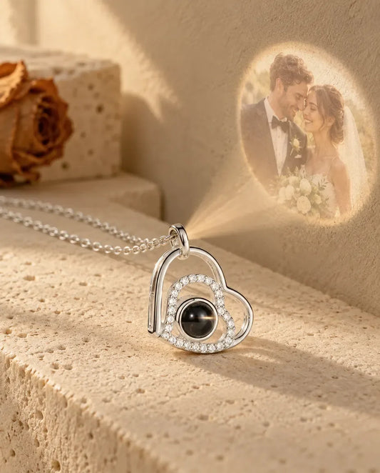 Photo Projection Necklace - projecting the hidden photo onto a wall