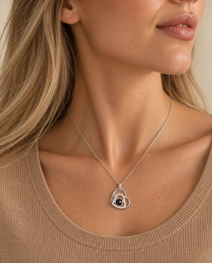 Photo Projection Necklace - worn on a model