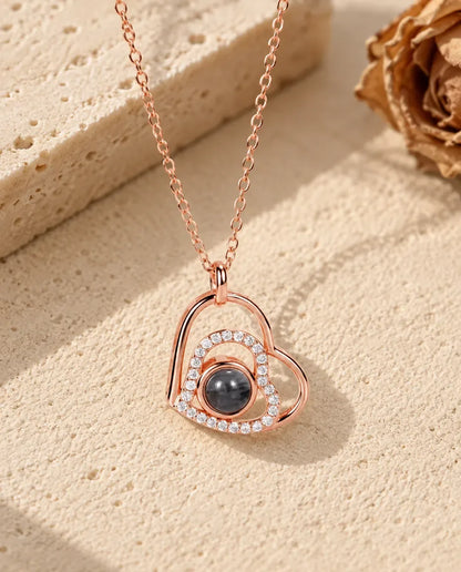 Photo Projection Necklace - in rose gold finish