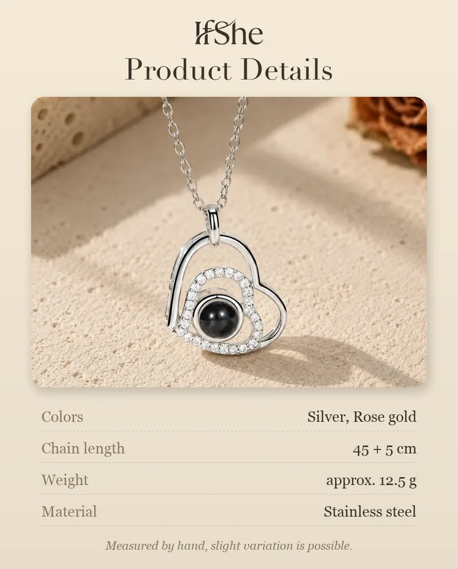 Photo Projection Necklace - size and material details