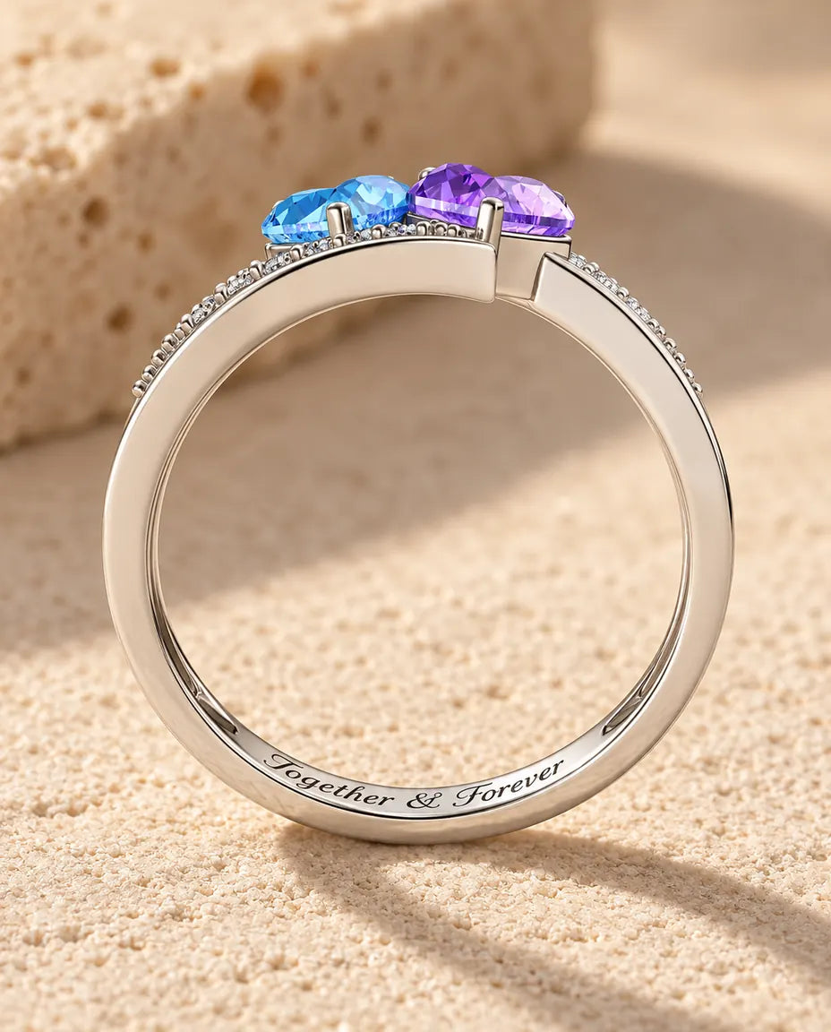 2 Birthstone Name Ring - inside engraving