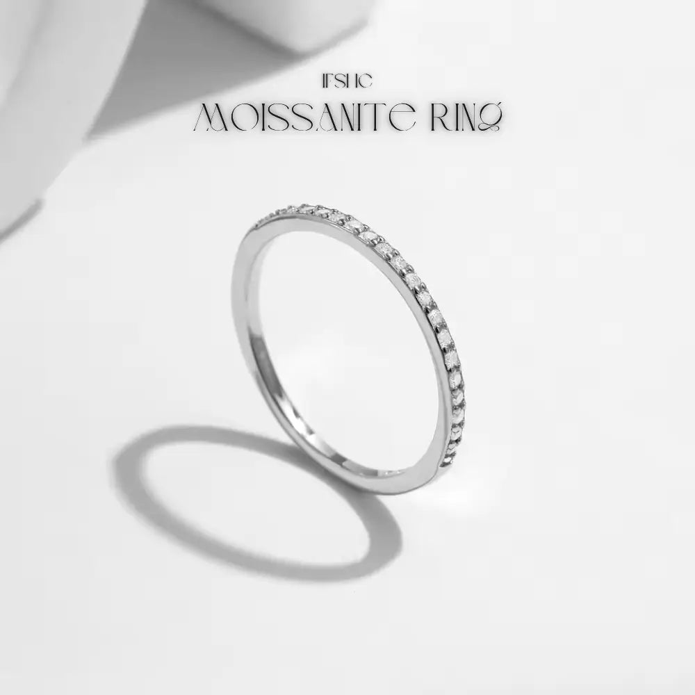 Eternity Moissanite Ring, 925 Sterling Silver Ring