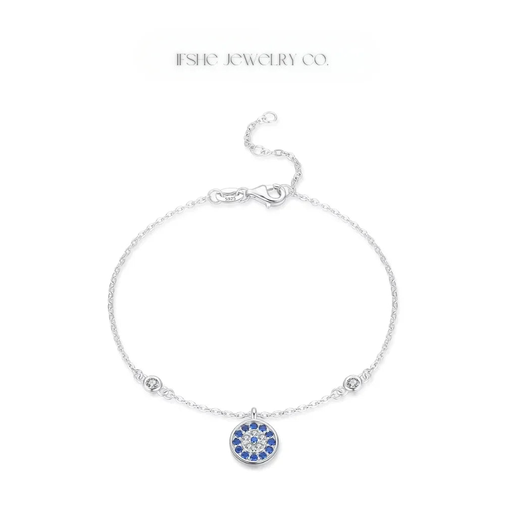 Sterling Silver Evil Eye Bracelet - Turkish Eye Bracelet - Evil Eye Charm Bracelet