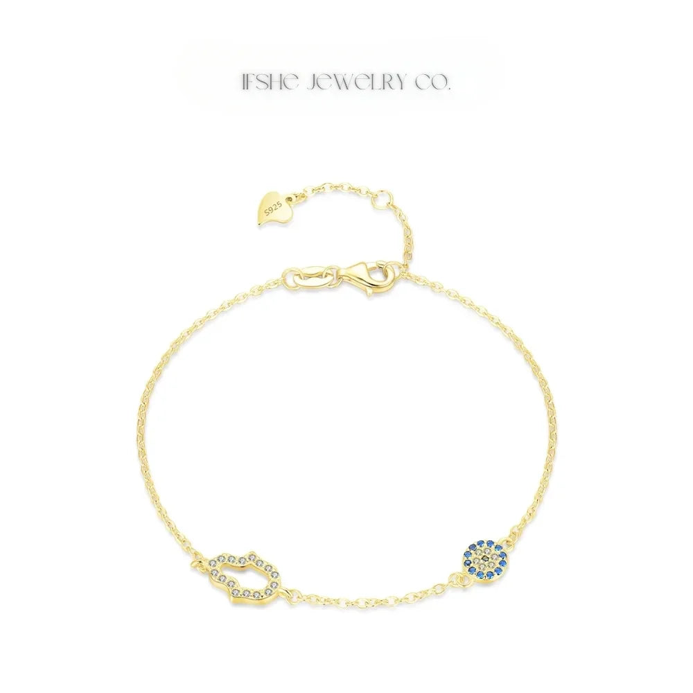 Sterling Silver Evil Eye Bracelet - Turkish Eye Bracelet - Evil Eye Charm Bracelet