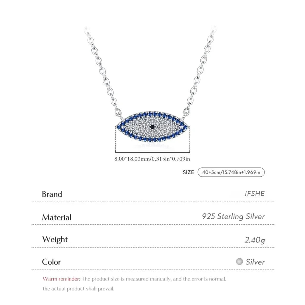 Evil Eye Choker Necklace 925 Sterling Silver with Blue Zircon Stones
