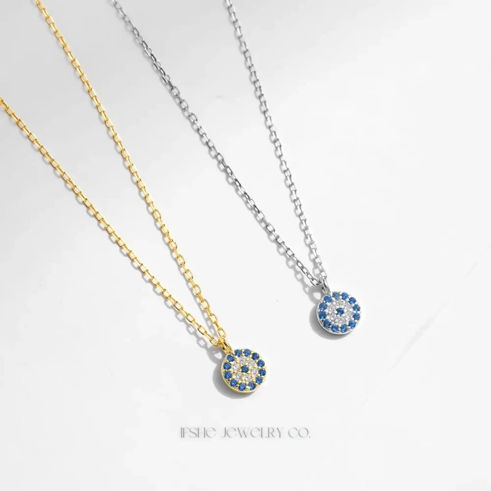 Evil Eye Necklace in 925 Sterling Silver with Zircon Pendant
