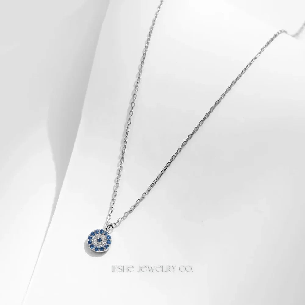 Evil Eye Necklace in 925 Sterling Silver with Zircon Pendant