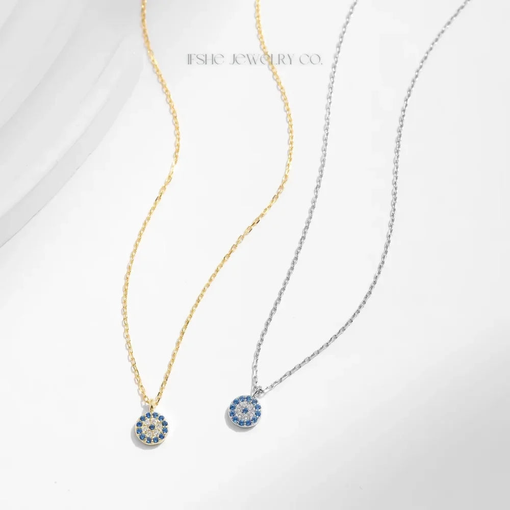 Evil Eye Necklace in 925 Sterling Silver with Zircon Pendant