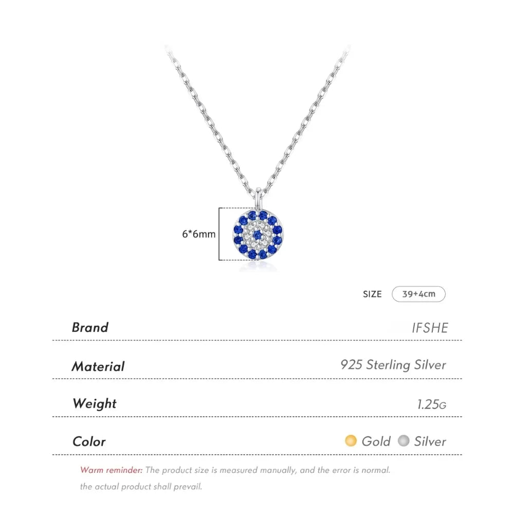Evil Eye Necklace in 925 Sterling Silver with Zircon Pendant