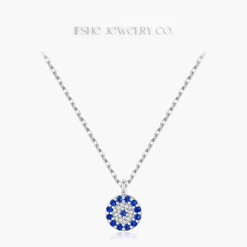 Evil Eye Necklace in 925 Sterling Silver with Zircon Pendant