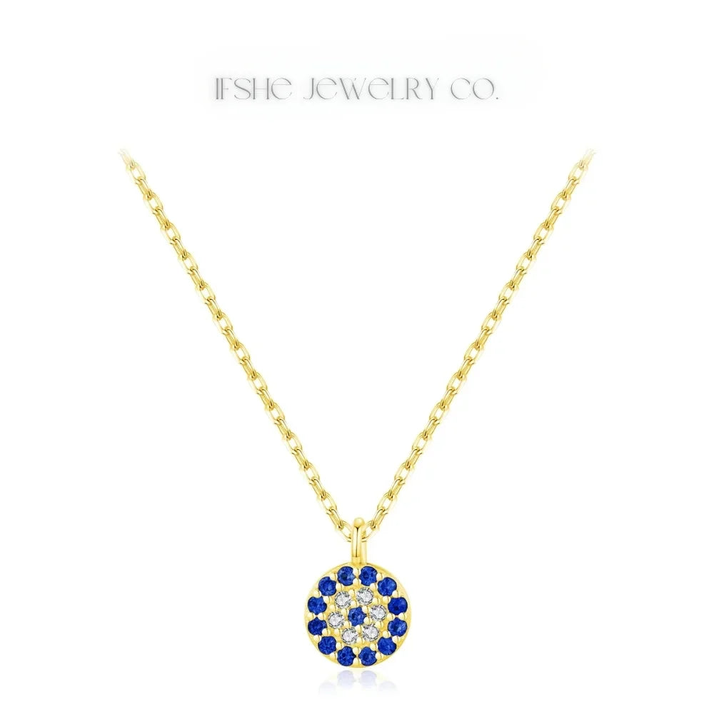 Evil Eye Necklace in 925 Sterling Silver with Zircon Pendant