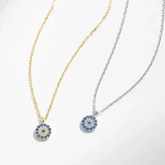 Evil Eye Necklace in 925 Sterling Silver with Zircon Pendant