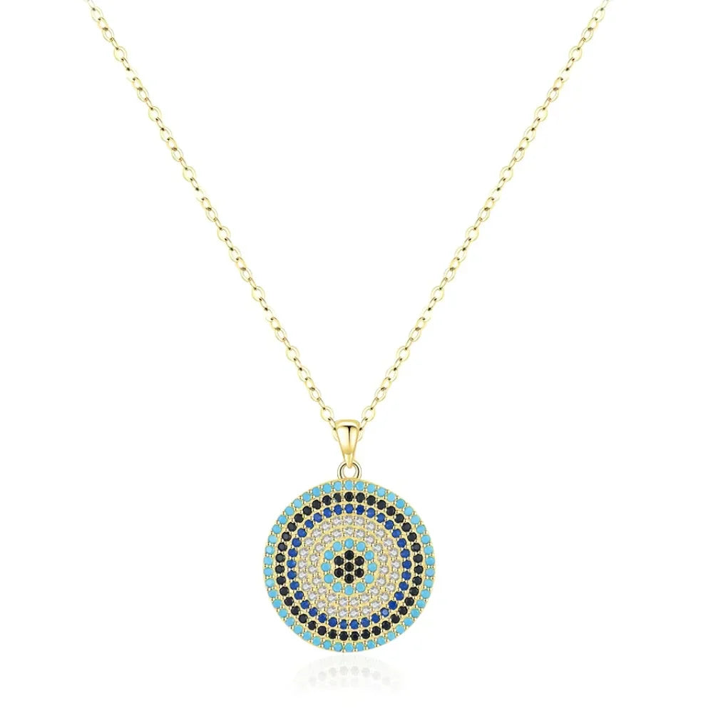 Sterling Silver Evil Eye Necklace - Turkish Blue Eye Pendant for Women