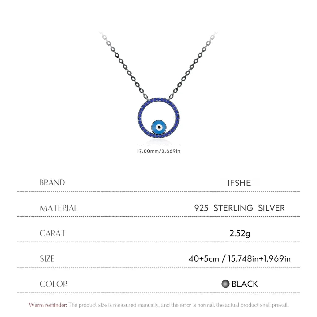Cute Enamel Evil Eye Necklace with Lapis Lazuli - 925 Sterling Silver Pendant for Women
