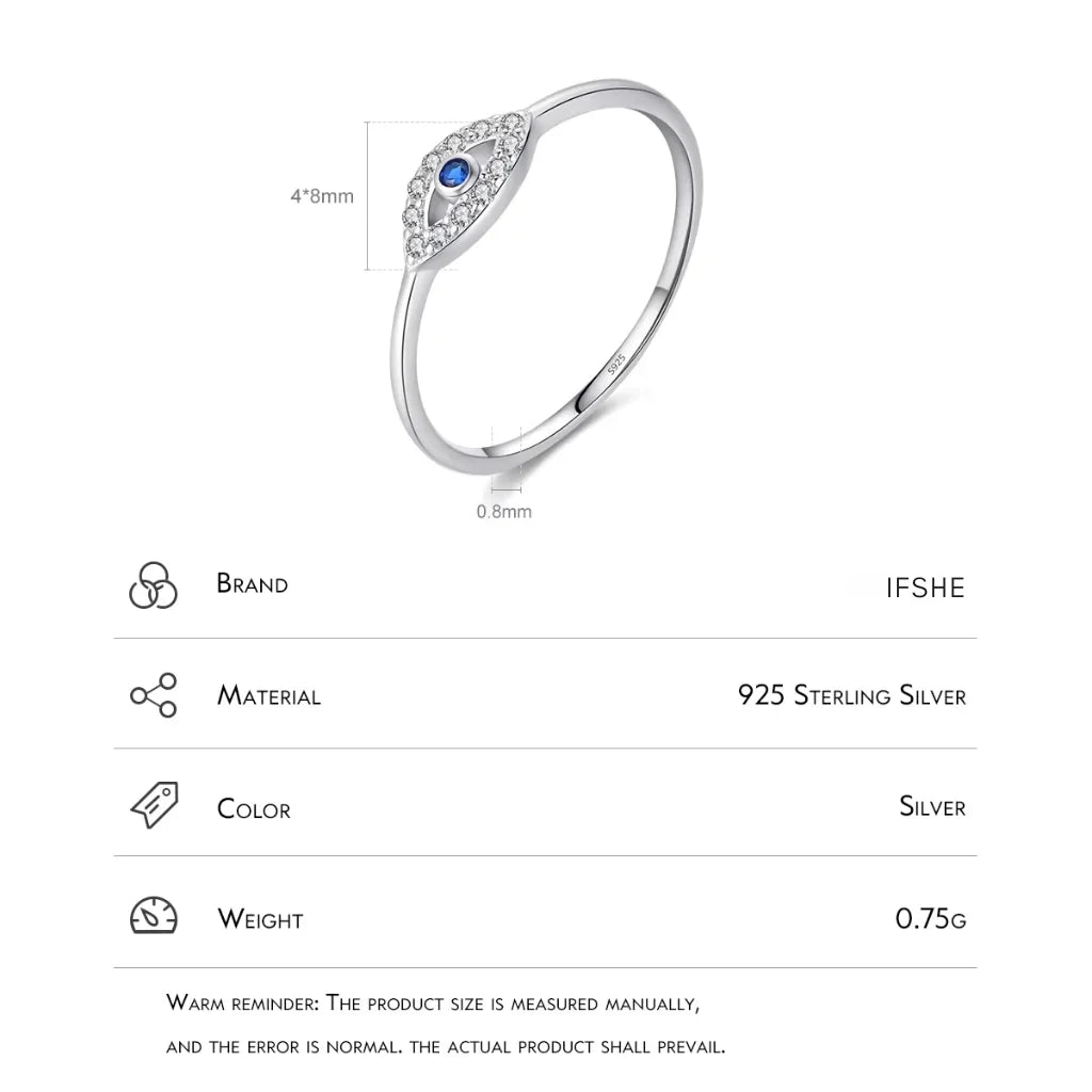 Evil Eye Ring 925 Sterling Silver - Turkish Eye Ring for Women