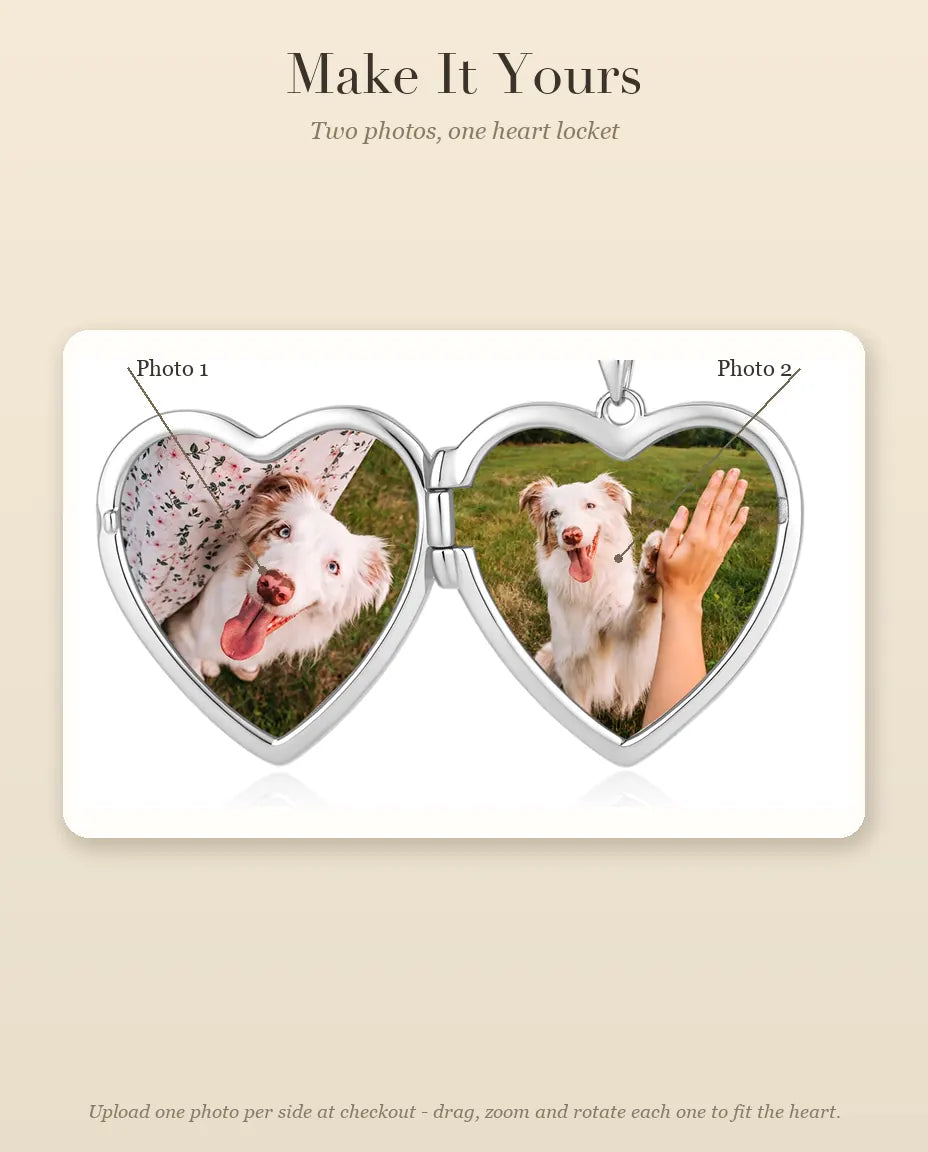 How to personalize the heart photo locket with two photos