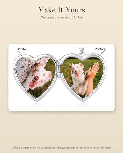 How to personalize the heart photo locket with two photos