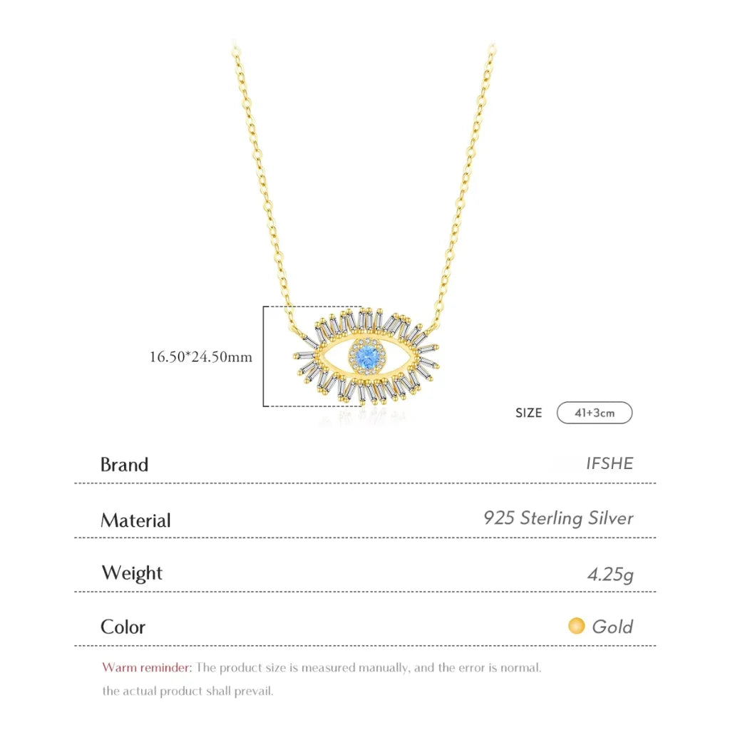 Glimmering Gold-Plated Sterling Silver Evil Eye Necklace for Women