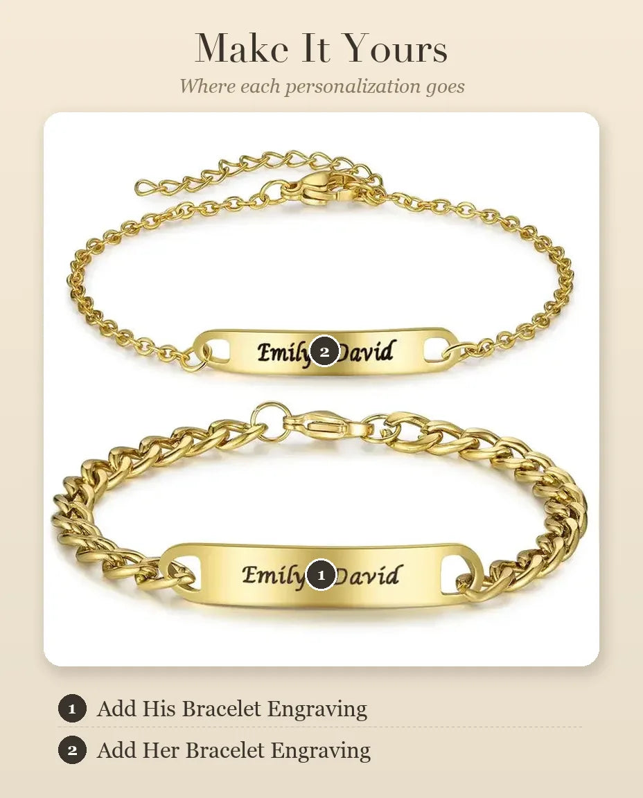 Gold Matching Bracelets for Couples – personalization guide