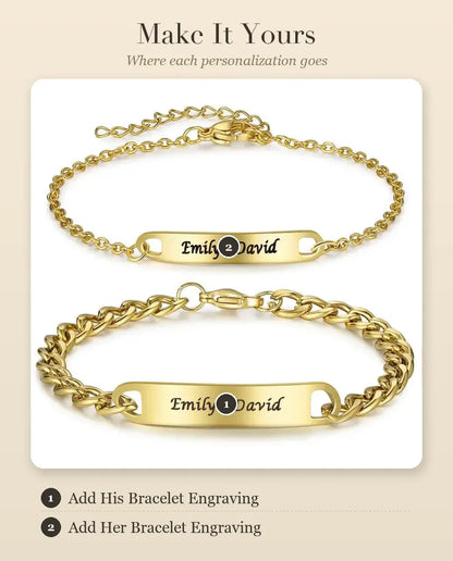 Gold Matching Bracelets for Couples – personalization guide