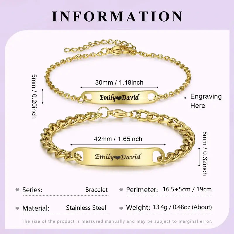 Gold Matching Bracelets for Couples
