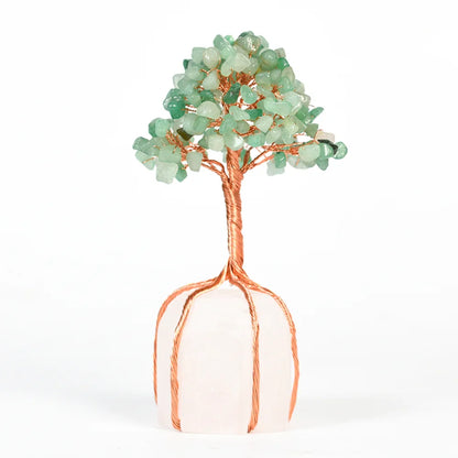 Green Aventurine Crystal Tree with Clear Quartz Base