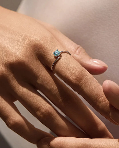 0.5ct round green moissanite adjustable open band solitaire ring in 925 sterling silver