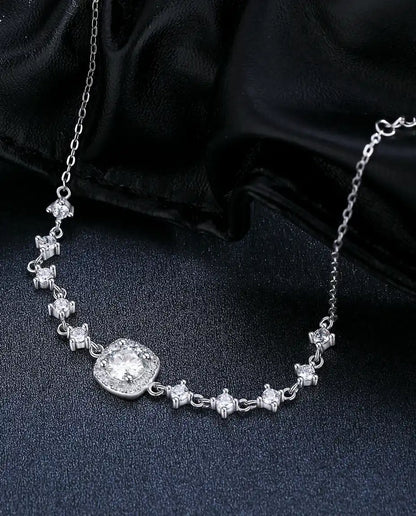 Halo moissanite bracelet, 0.8ct D color cushion stone, 925 sterling silver