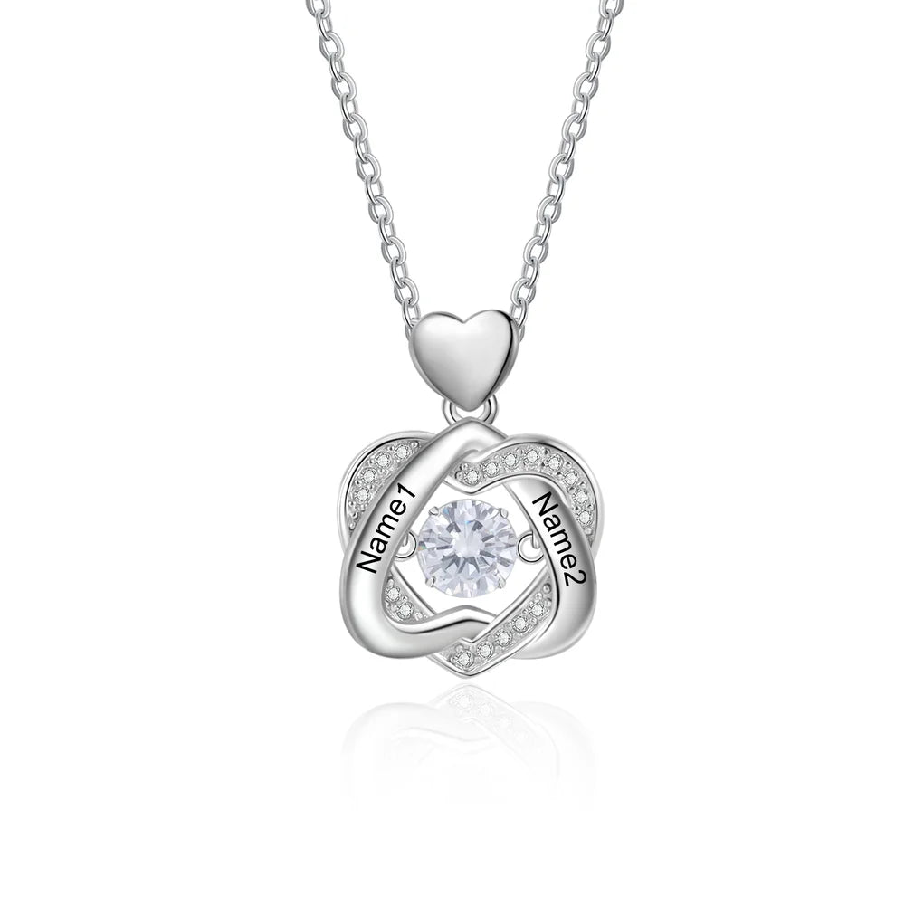 Heart Personalised Necklace for Mum, Personalised Mother's Day Necklace with Name and Birthstone, Personalised Jewellery for Mums