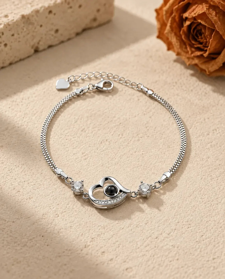 Photo Projection Bracelet - front view in silver