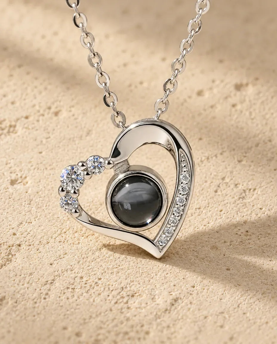 Photo Projection Necklace with Picture Inside - close-up of the projection charm