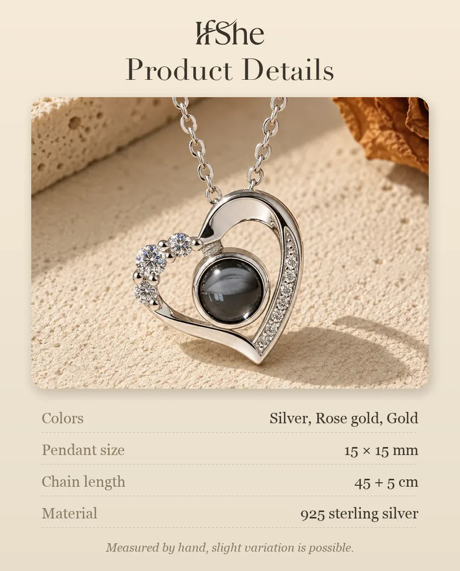 Photo Projection Necklace with Picture Inside - size and material details