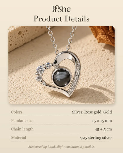 Photo Projection Necklace with Picture Inside - size and material details