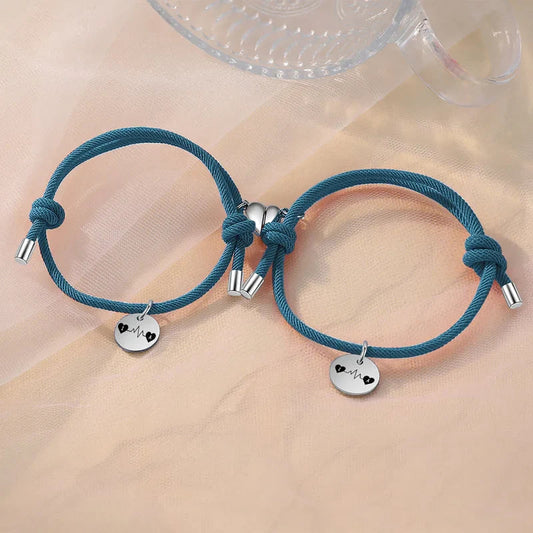 Heartbeat Initial Matching Bracelets for Couples