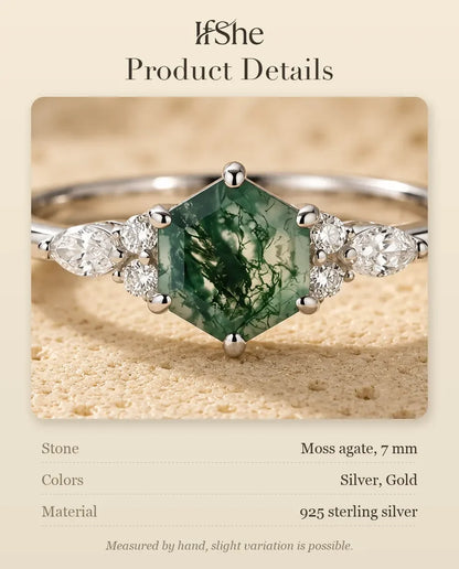 Moss Agate Ring - size and material details