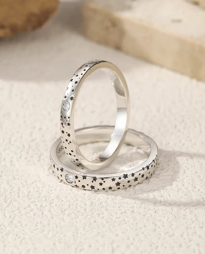 His and hers moissanite couple ring set in 925 sterling silver