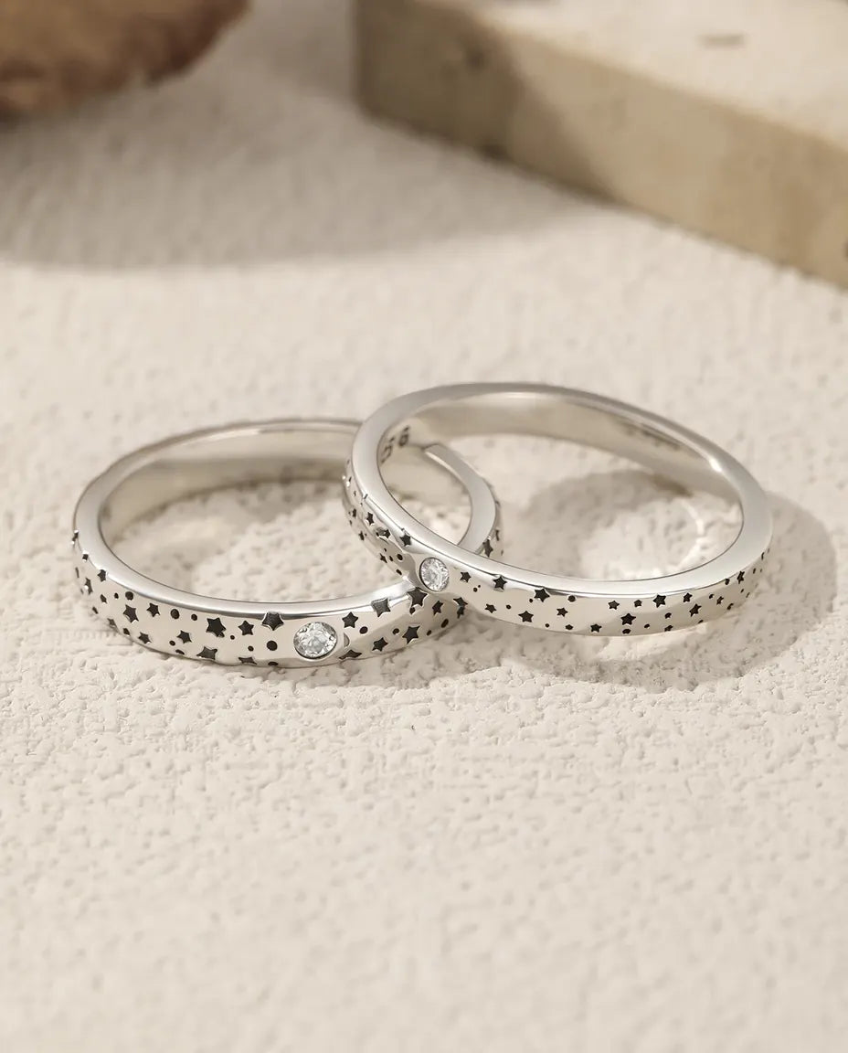 His and hers moissanite couple ring set in 925 sterling silver
