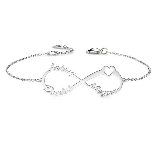 Infinity Two Names Bracelet, Personalized Infinity Jewelry, Custom Infinity Bracelet Sterling Silver or Copper/Gold/Rose Gold