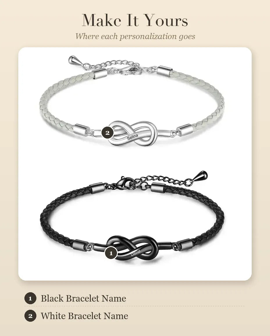 Infinity Matching Couple Bracelets – personalization guide