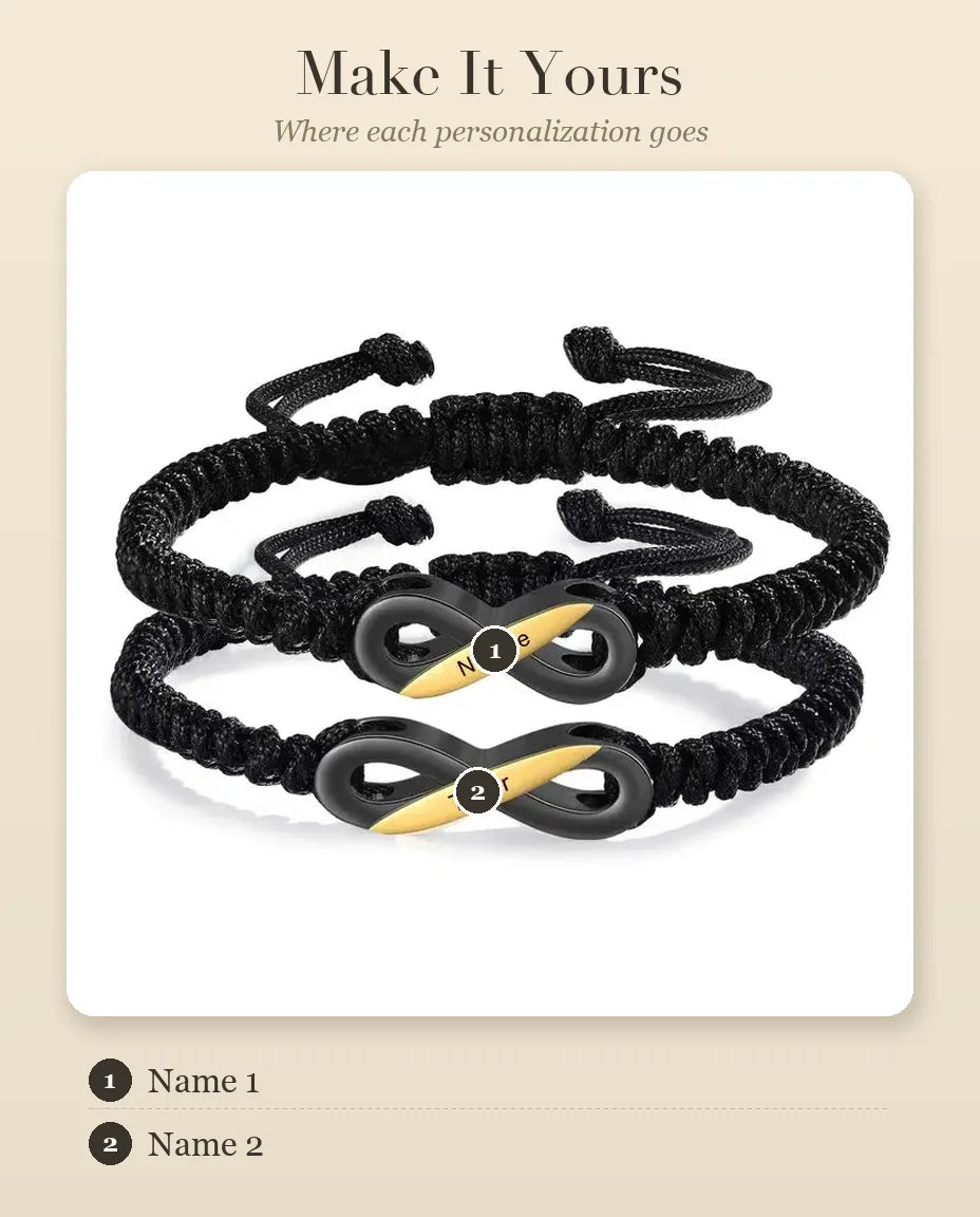 Infinity Matching Bracelets for Couples – personalization guide