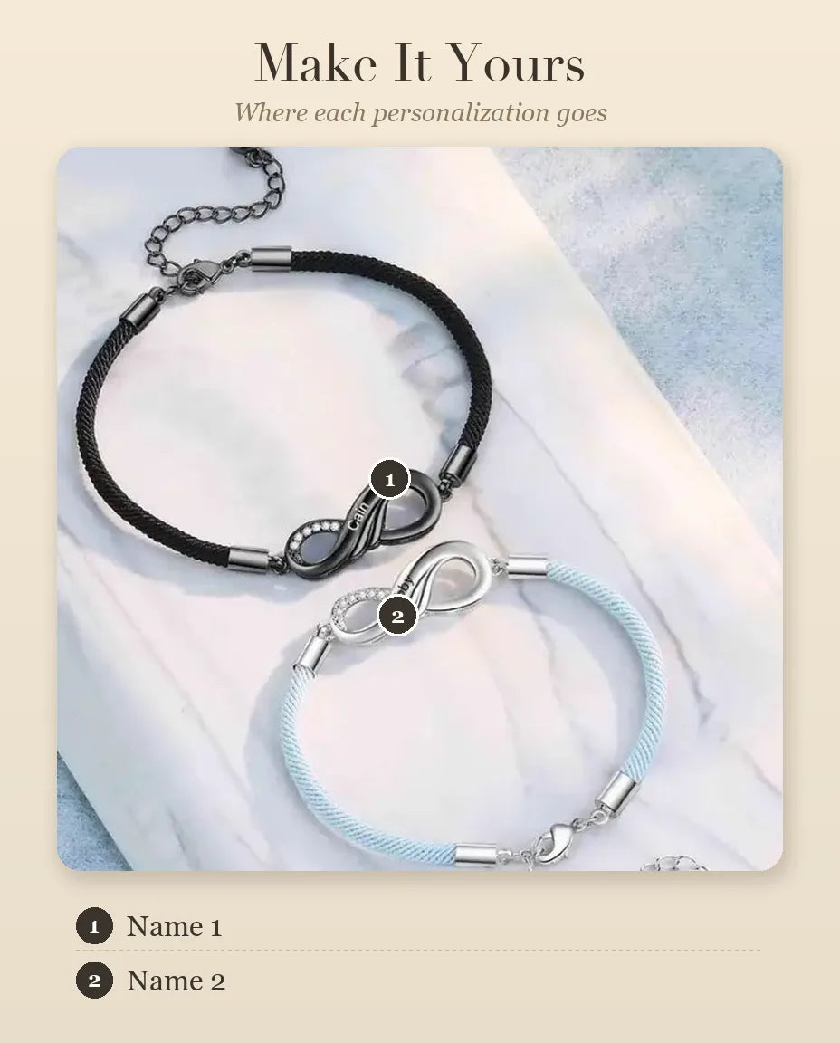 Infinity Couple Bracelets – personalization guide
