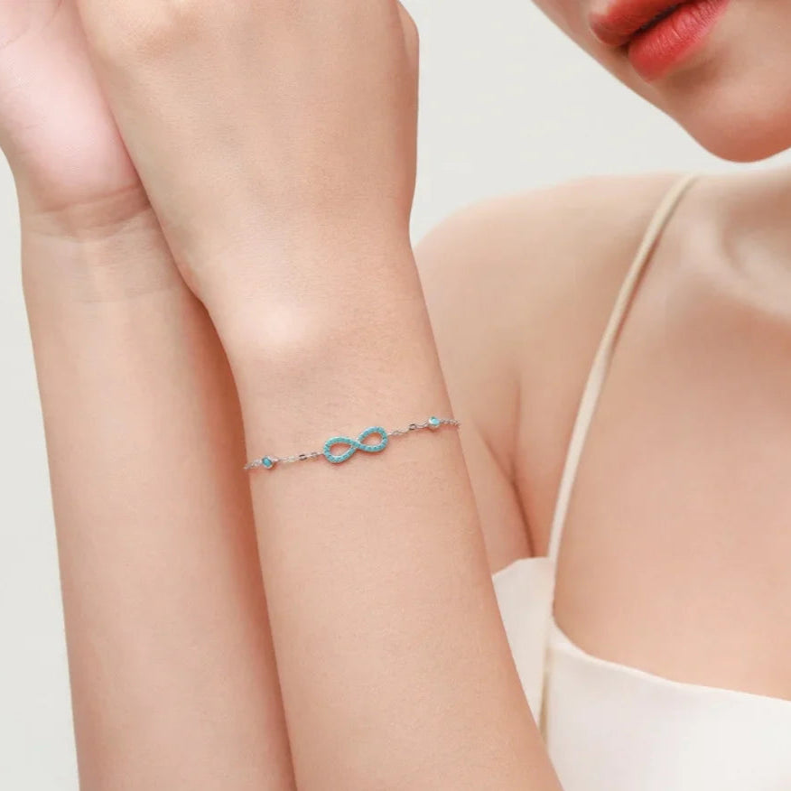 Infinity Turquoise Bracelet in 925 Sterling Silver – Sterling Silver Bracelet for Women