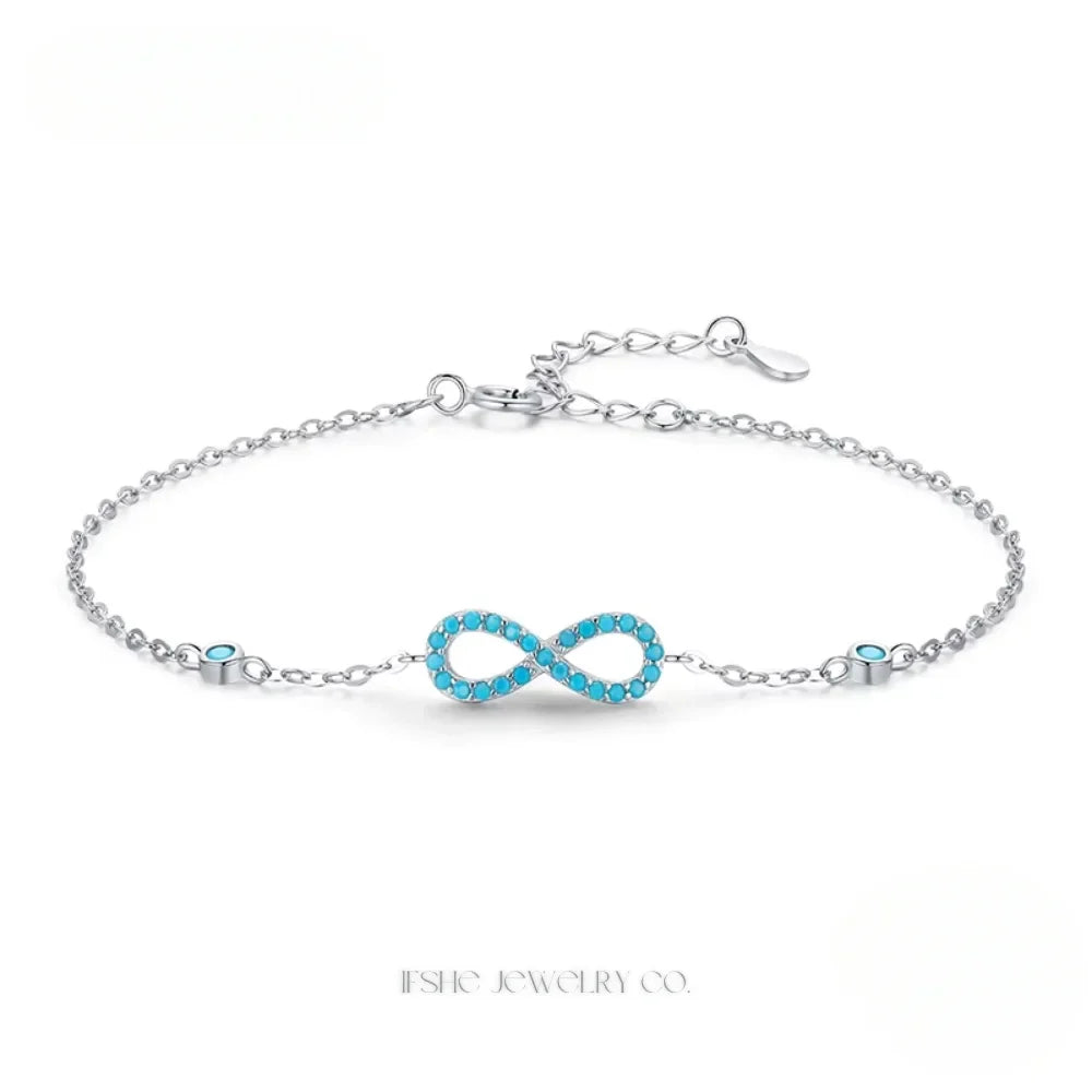 Infinity Turquoise Bracelet in 925 Sterling Silver – Sterling Silver Bracelet for Women