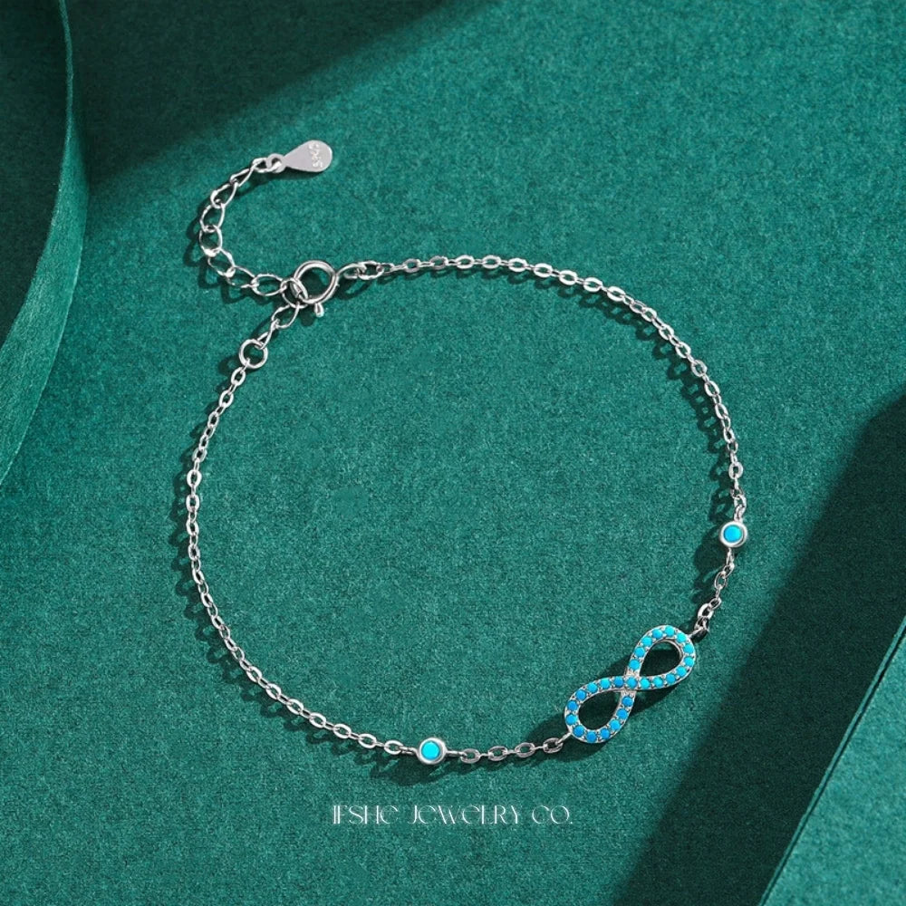 Infinity Turquoise Bracelet in 925 Sterling Silver – Sterling Silver Bracelet for Women
