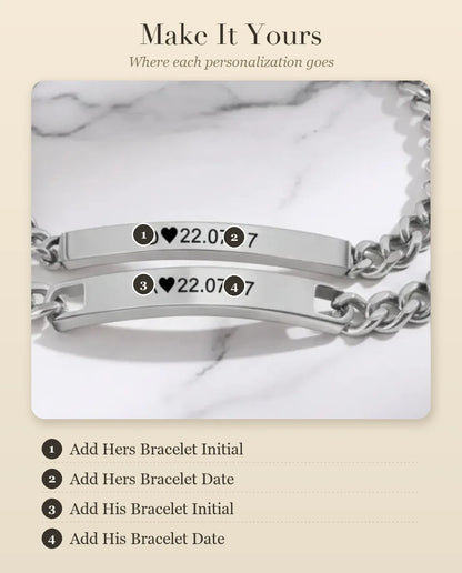 Bar Engraved Couple Bracelets – personalization guide